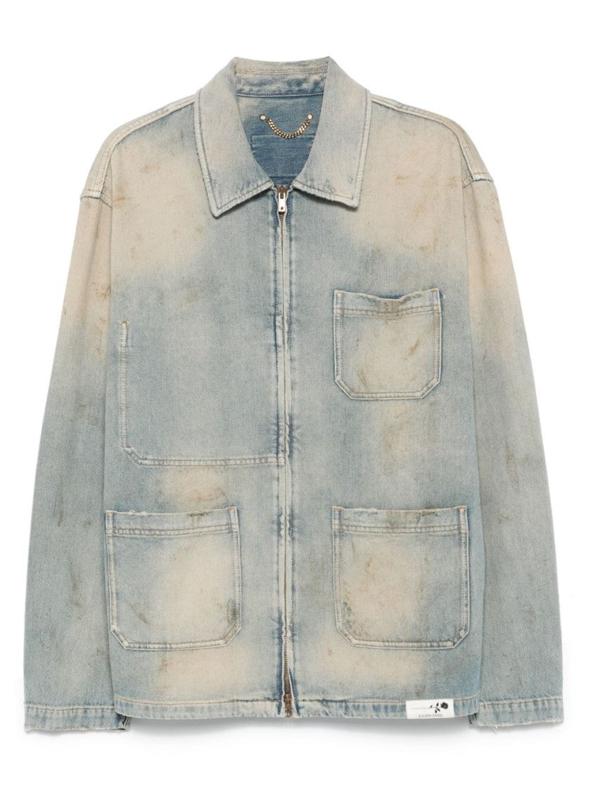 Golden Goose Light Blue Zip-Fastening Shirt With Utility Pockets