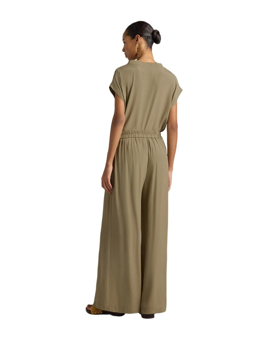 Momonì Acetate-Silk Crêpe Front-Pleats Wide-Leg Pants