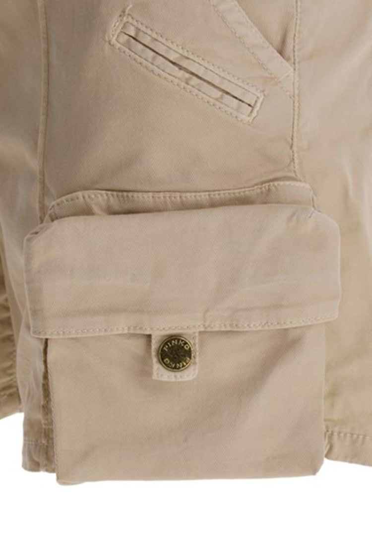 Pinko Beige Cotton Cargo Shorts