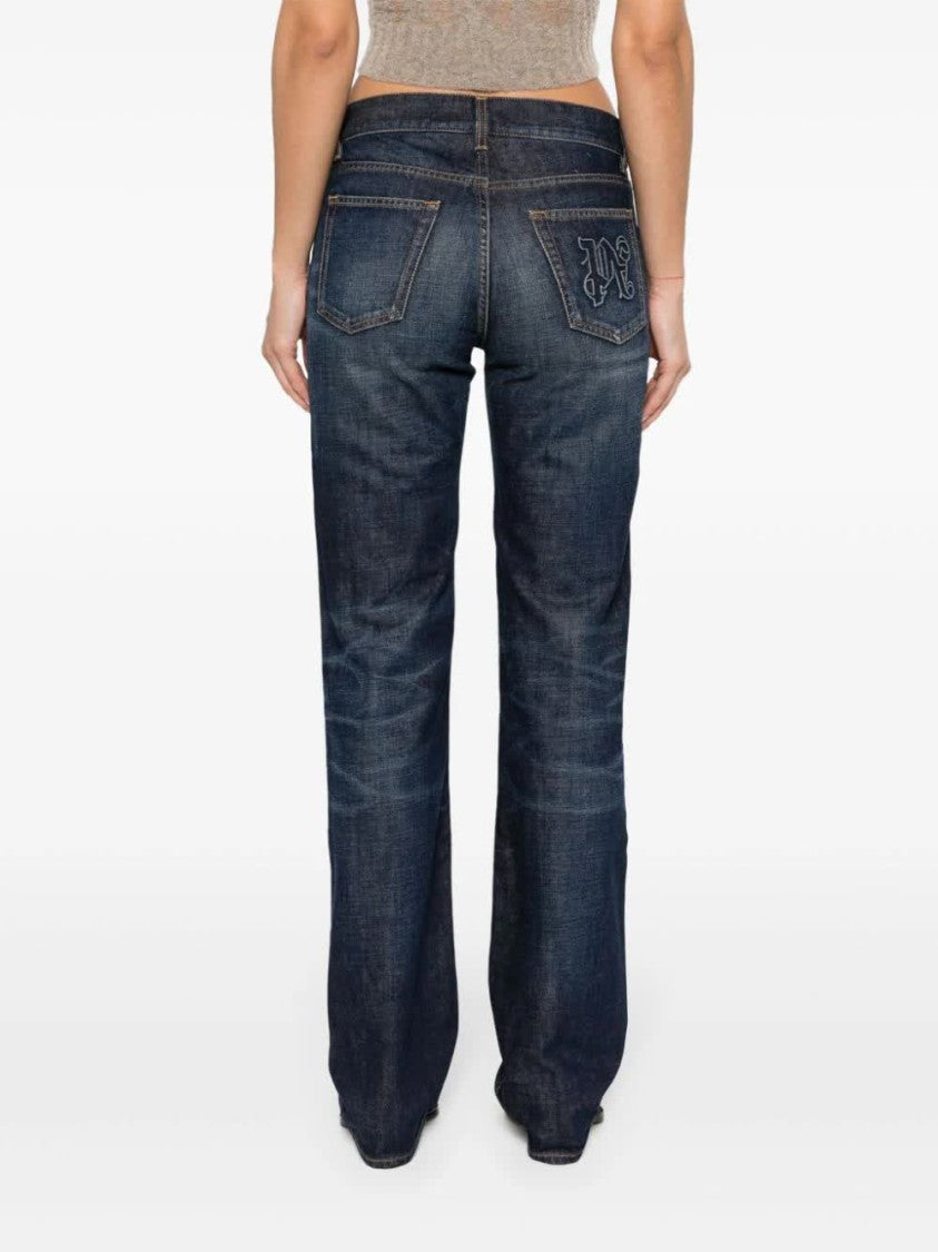 Palm Angels Blue Straight Leg Five Pocket Denim Jeans