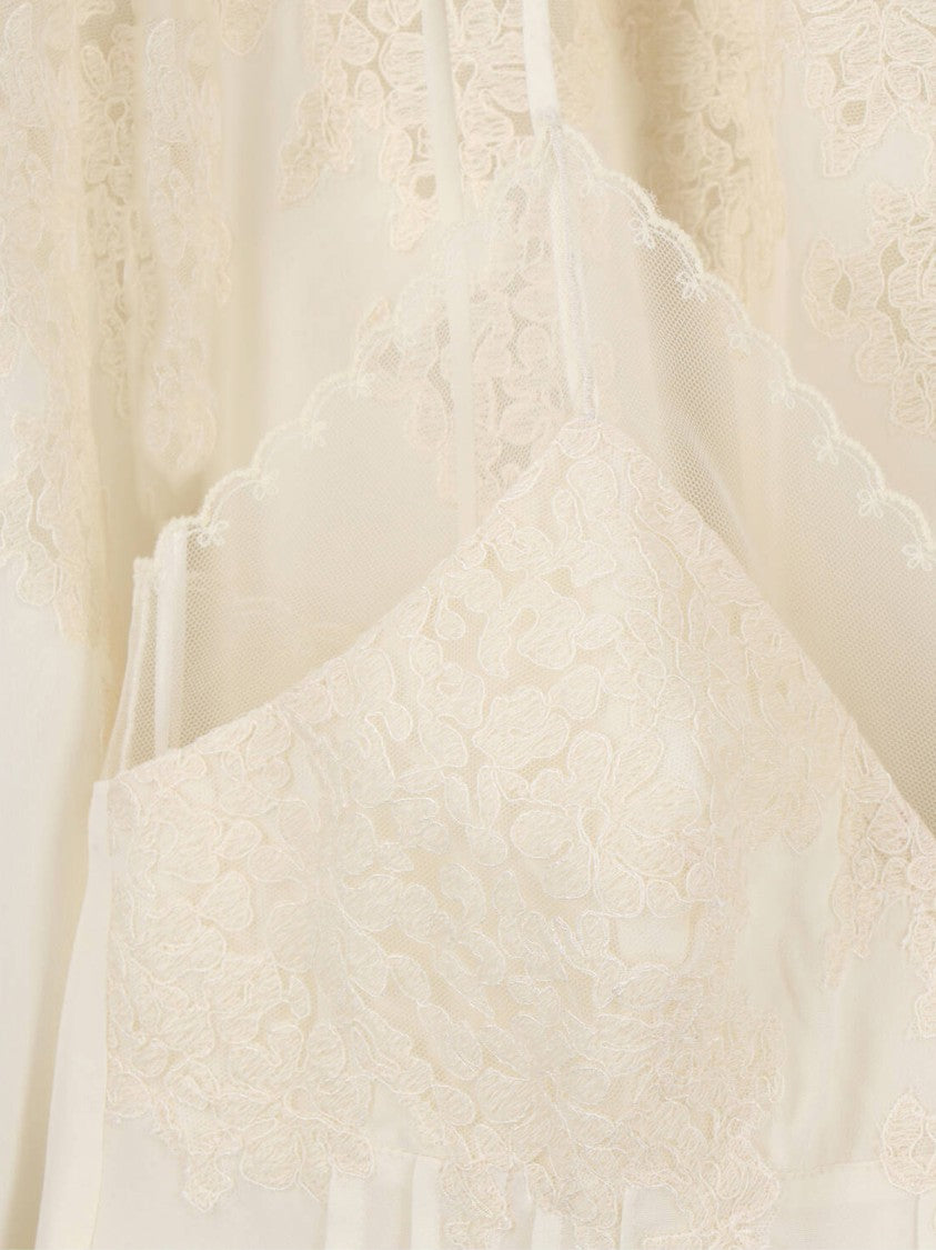 Ermanno Scervino Ivory Silk Midi Dress