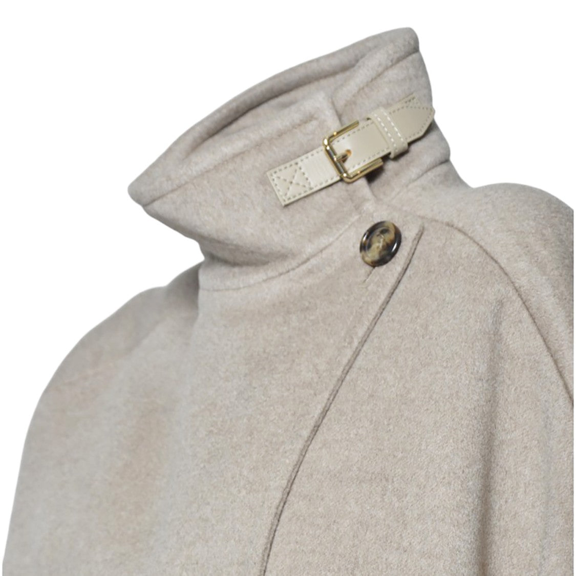 Max Mara Relaxed Fit Cashmere Coat With High Collar And Unique Button Closure