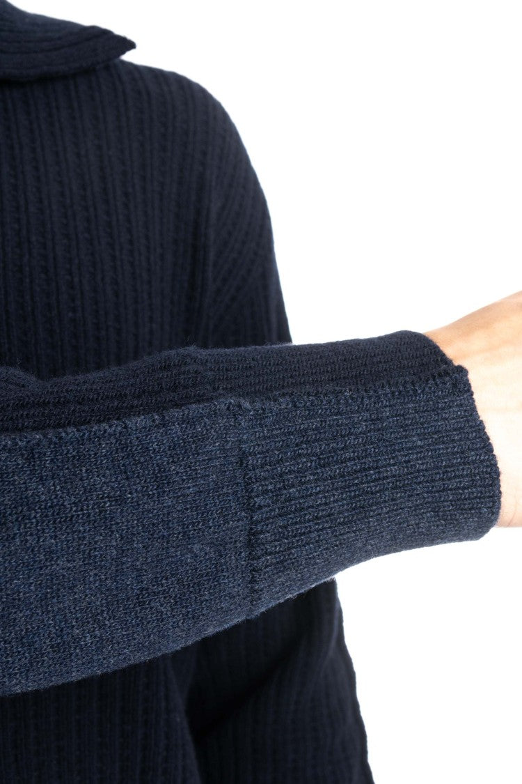 Roberto Collina Bicolor Wool-Cashmere Polo Sweater