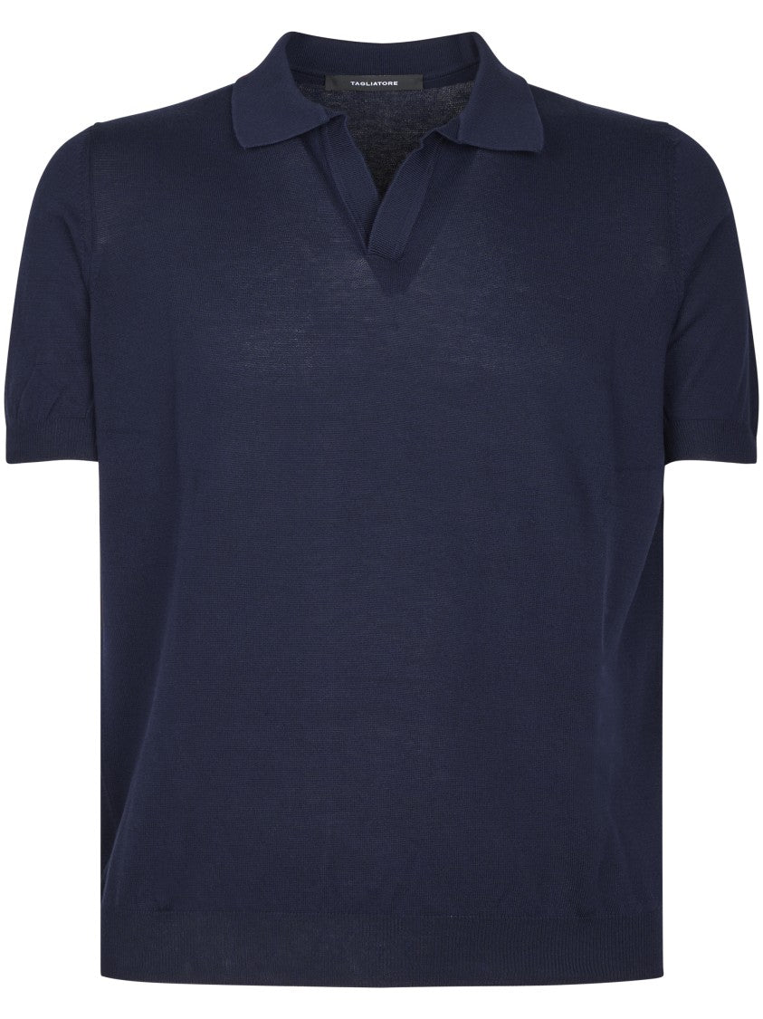 Tagliatore Cotton Polo Shirt With Ribbed Finish
