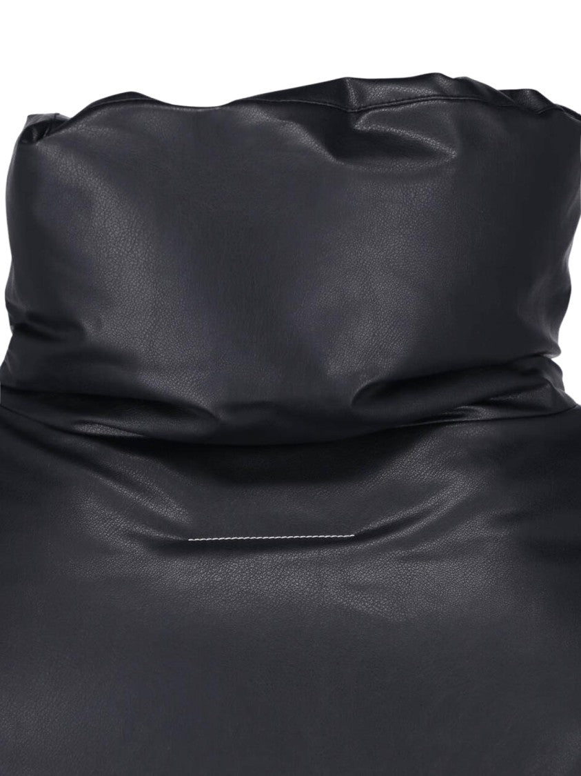Mm6 By Maison Margiela Black Cropped High Collar Down Jacket