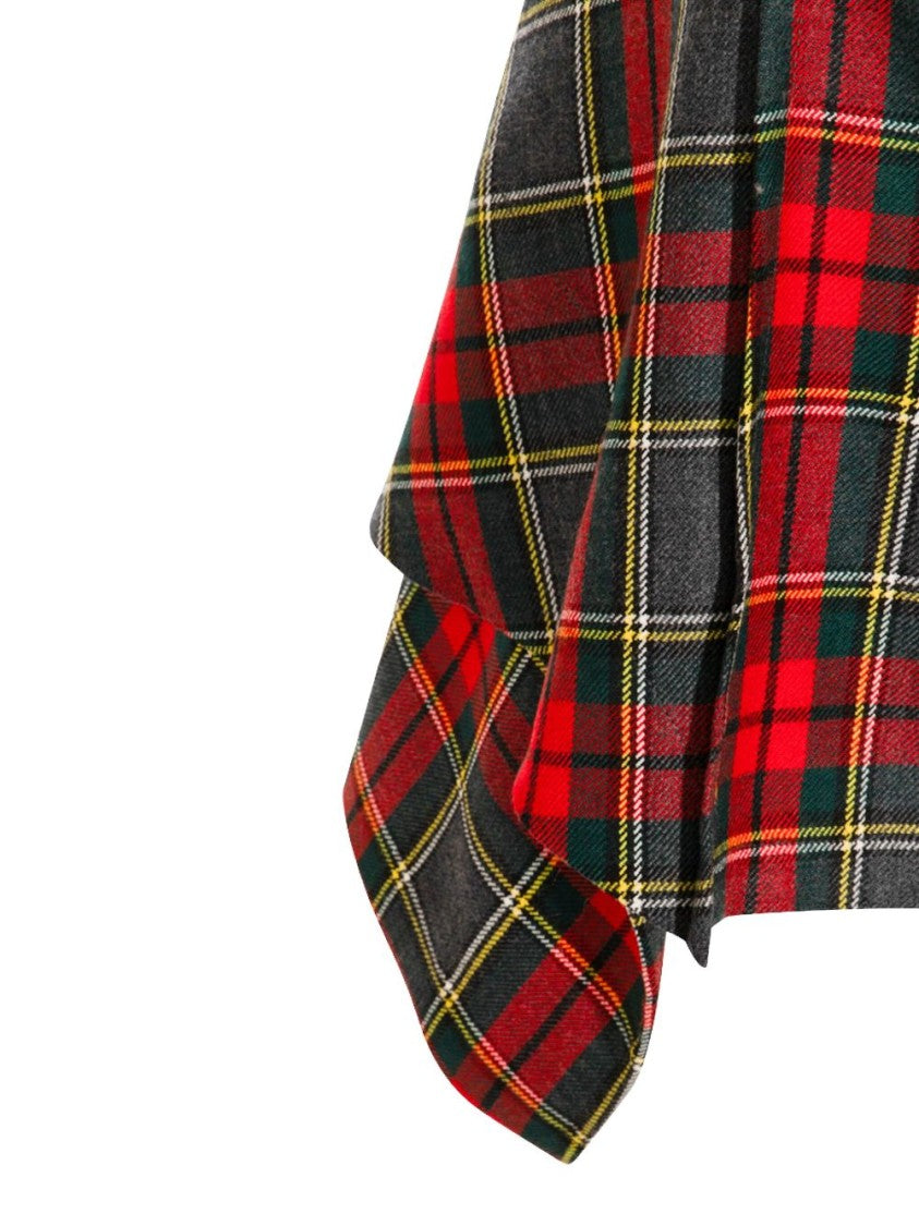 Vivienne Westwood Asymmetric Wrap Skirt With Check Pattern And Button Fastening