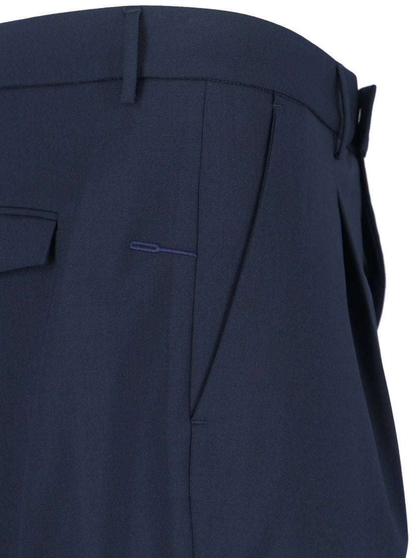 Cruna Blue Tailored Straight-Leg Virgin Wool Trousers