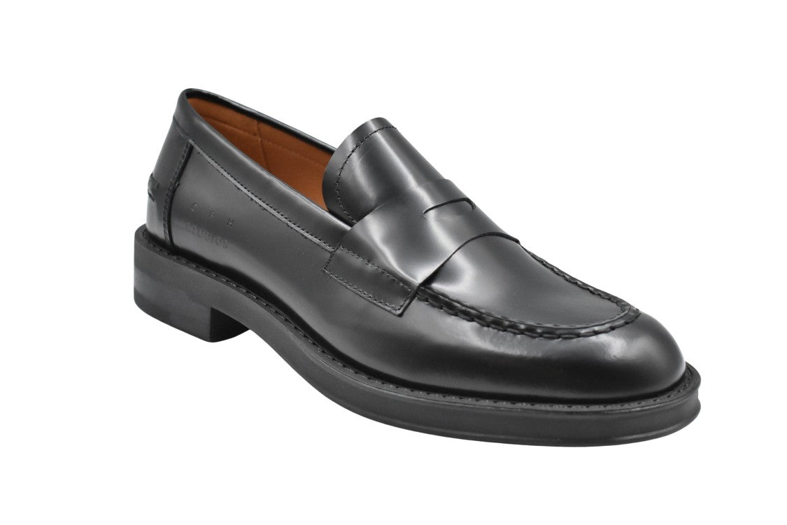 Copenhagen Studios Low-Top Black Leather Loafers With Lacing