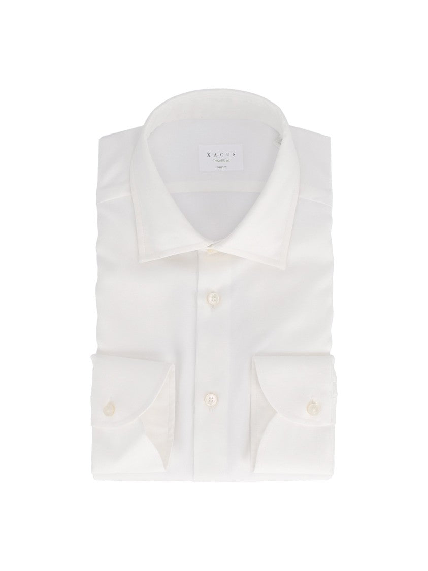 Xacus Tailored White Cotton Long-Sleeve Shirt