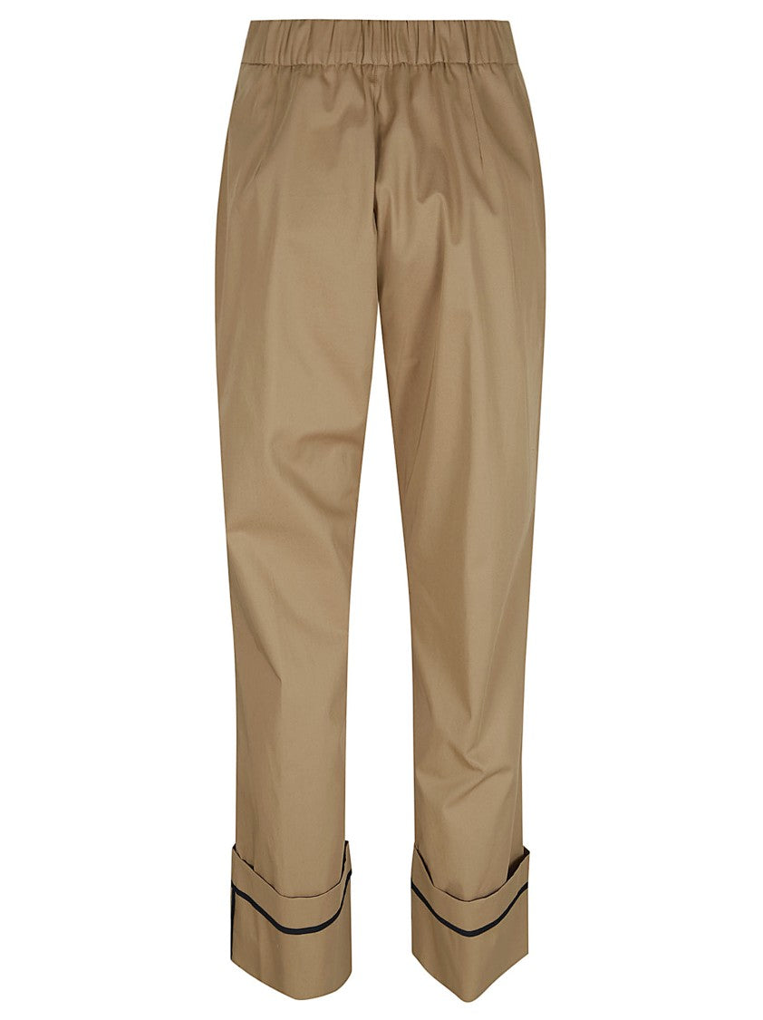 Herno Relaxed Fit Brown Trousers With Concealed Zip