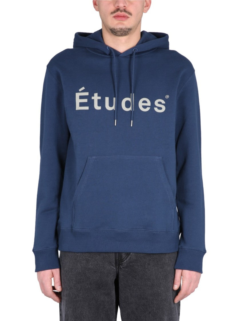 Études Cross-Neck Hoodie With Ribbed Collar