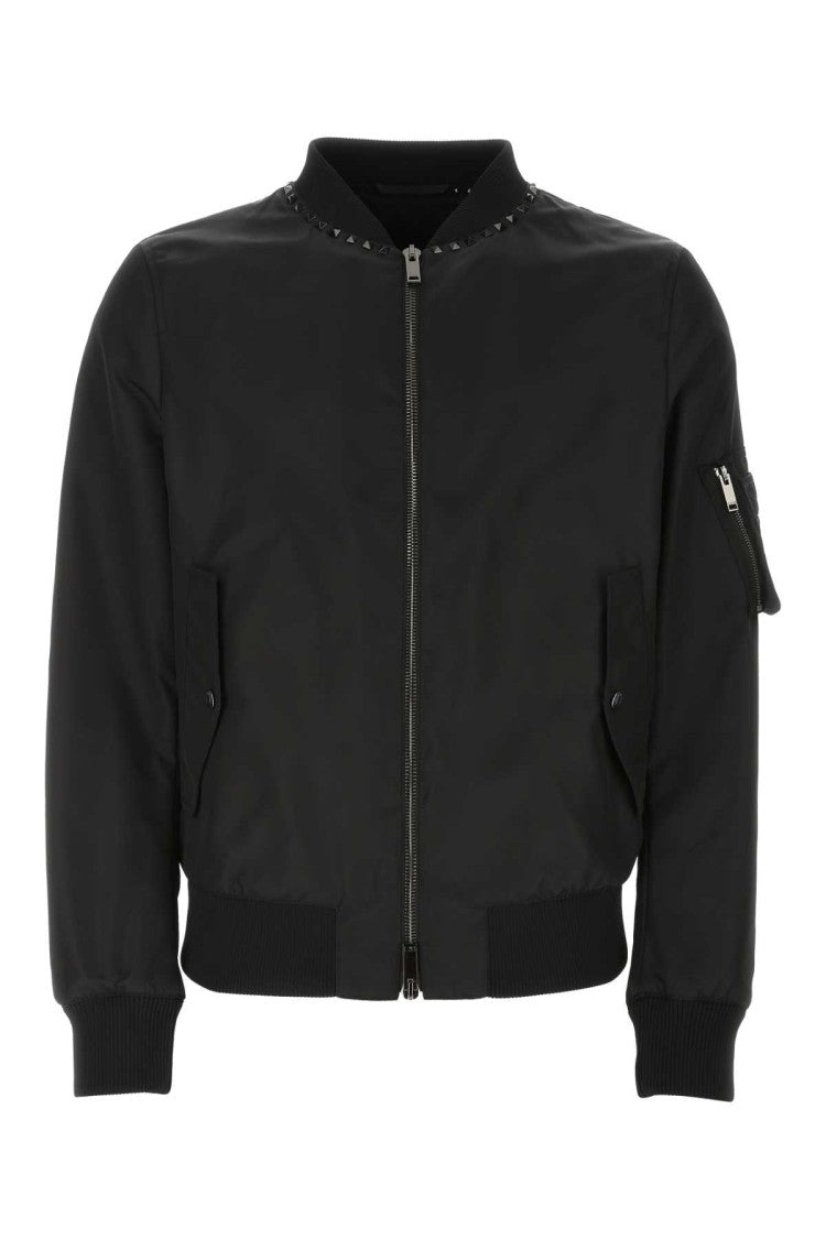 Valentino Garavani Black Nylon Bomber Jacket