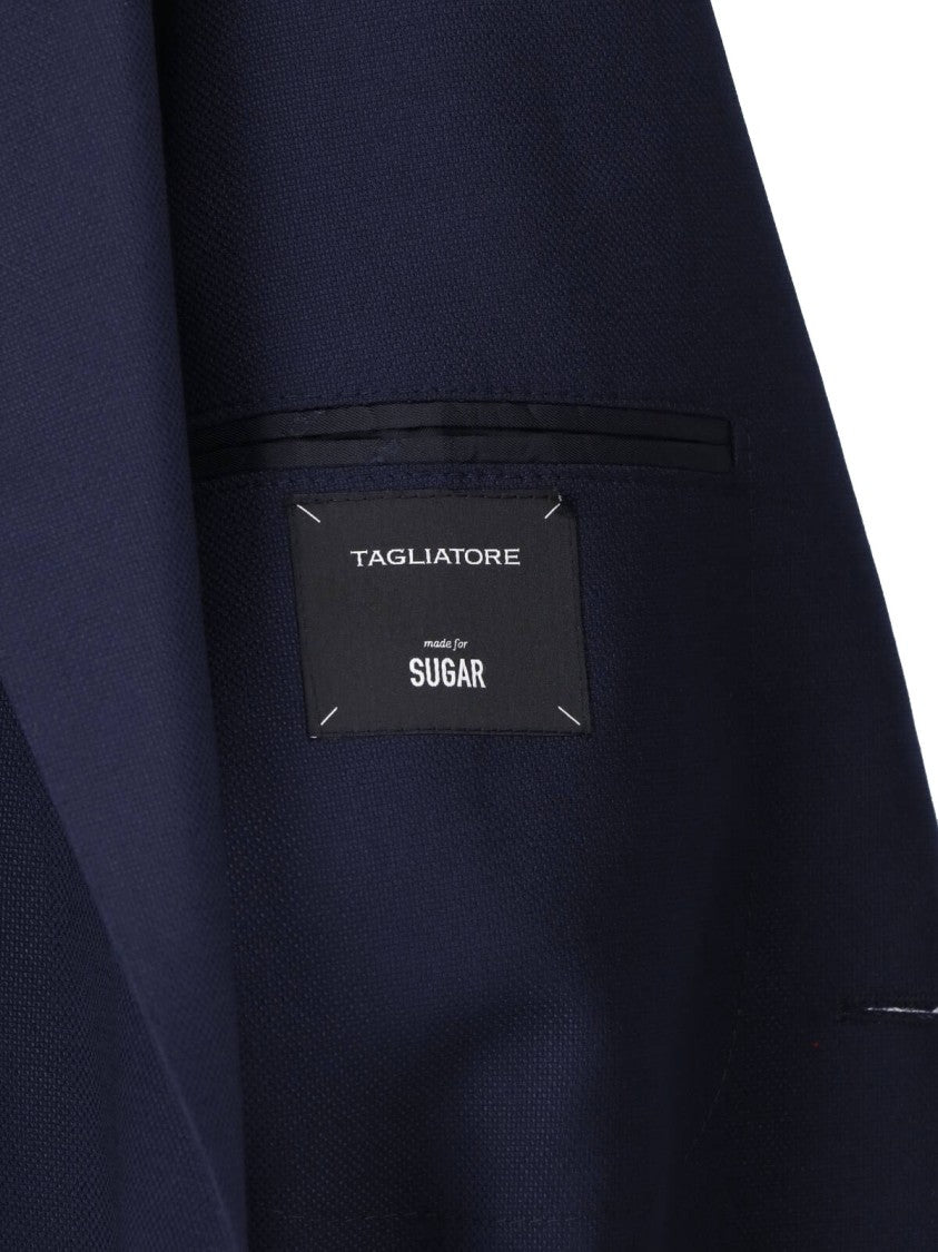 Tagliatore Navy Blue Virgin Wool Blazer