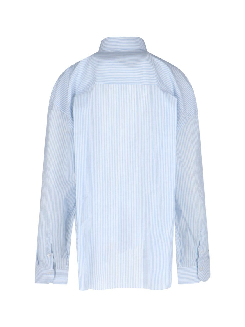 Finamore "Oriana" Striped Shirt – Light Blue