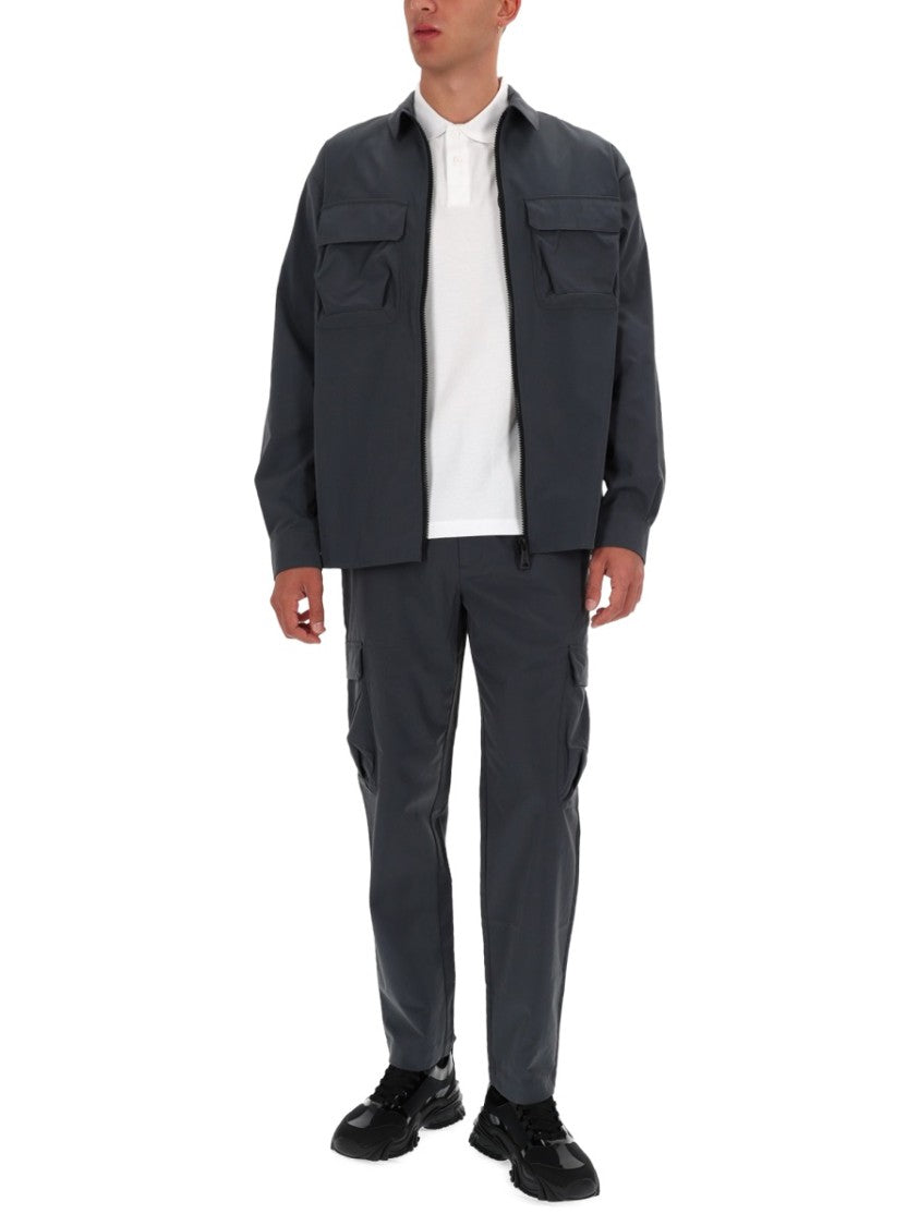 Versace Jeans Couture Grey Full-Zip Zippered Shirt
