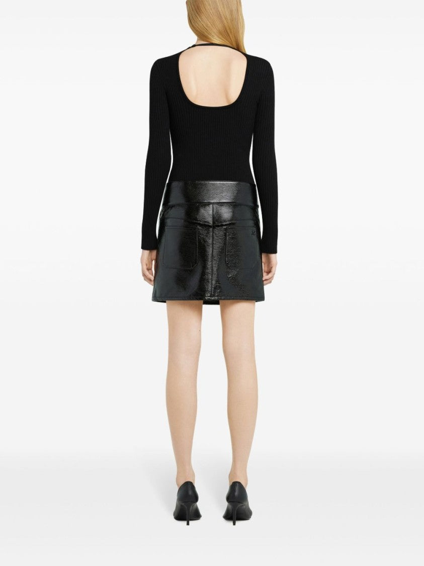 Courrèges Black Mini Skirt With Concealed Fastening And Pockets