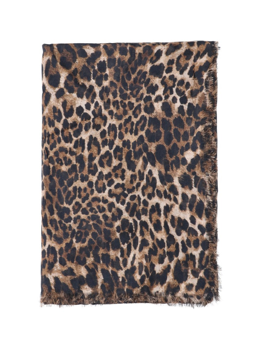 Nili Lotan Brown Animal Print Modal Scarf