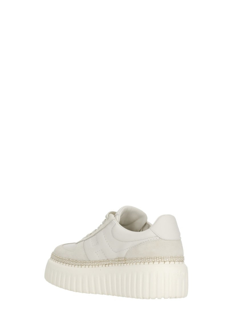 Hogan White H-Stripes Suede Inserts Sneakers