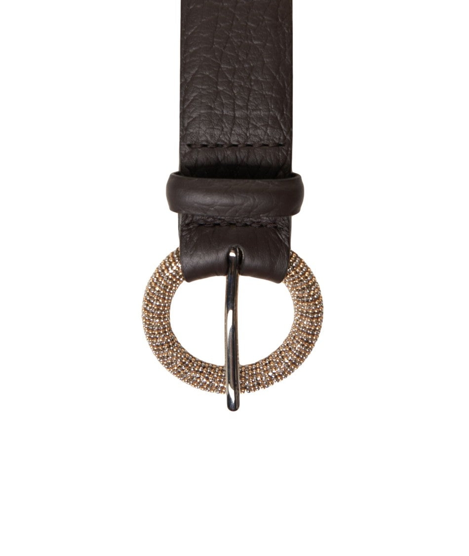 Orciani Premium Grained Leather Belt With Studded Buckle