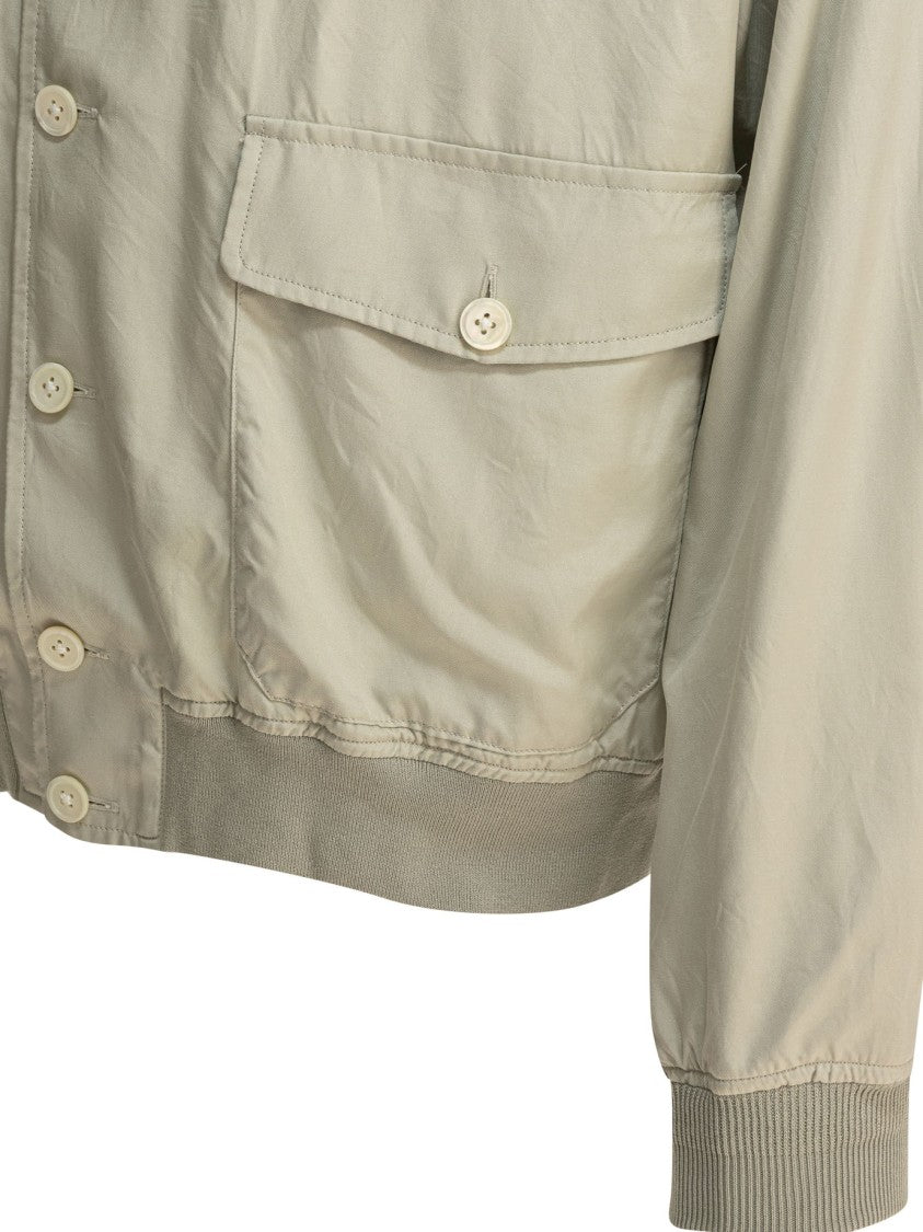 Kaptain Sunshine 100% Silk Jacket With Button-Up Front