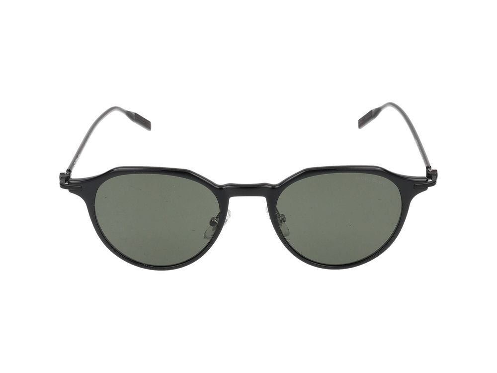 Montblanc Black Slim Round Sunglasses