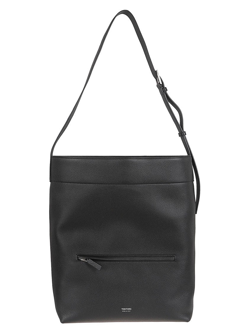 Tom Ford Structured Black Shopping Bag With Adjustable Shoulder Strap