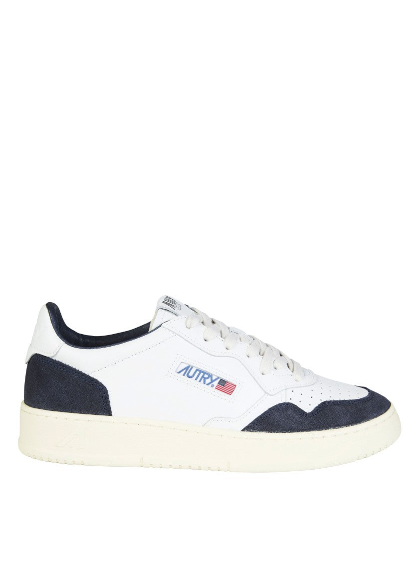 Autry White Medalist Low Navy Overlay Sneakers