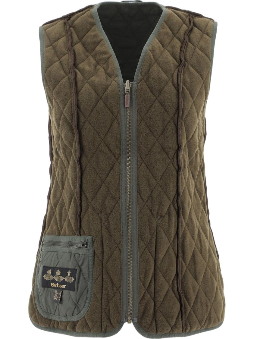 Barbour Olive Green Reversible Quilted Nylon Vest