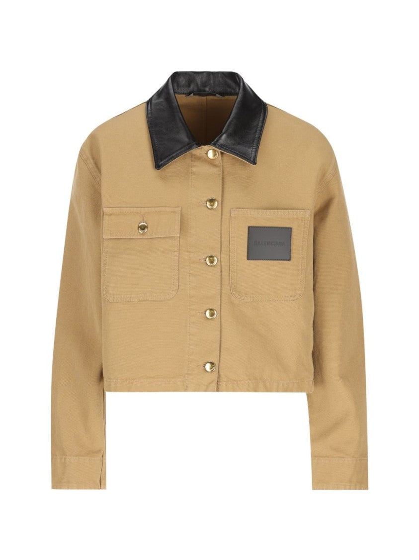 Balenciaga Structured Cropped Jacket With Leather Collar