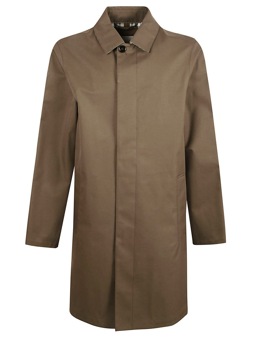 Burberry Tailored Brown Cotton Coat With Pointed Collar