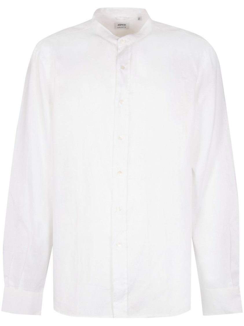Aspesi Mandarin Shirt In Light Linen