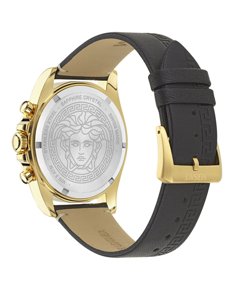 Versace Greca Chrono Wave Leather Watch