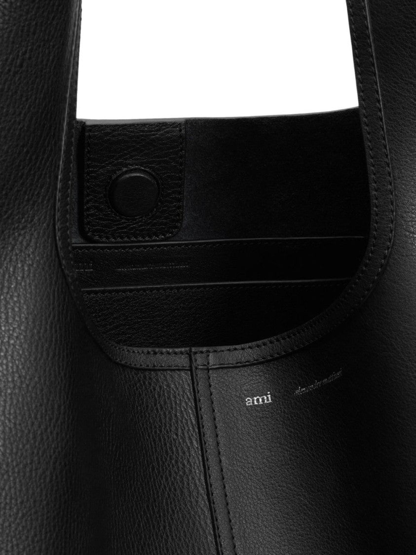 Ami Paris Soft-Structured Black Bag
