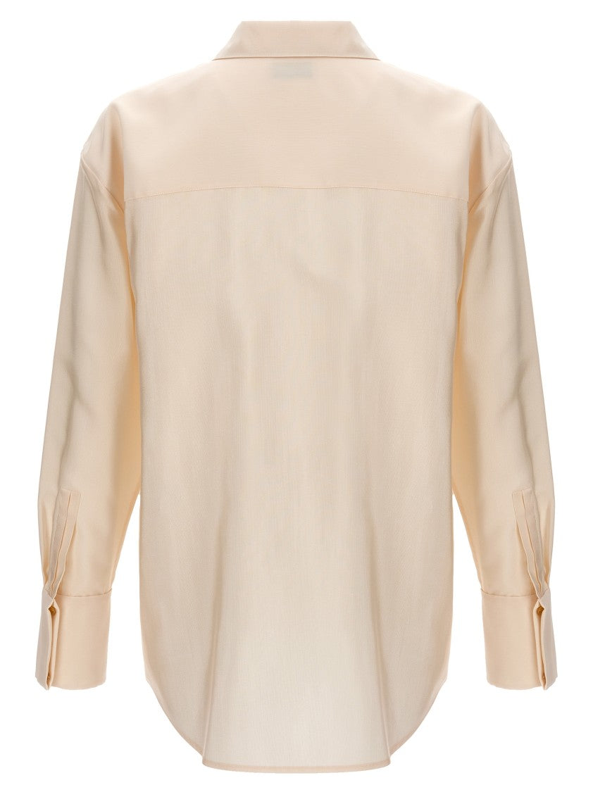 Saint Laurent Wool Blend Faille Shirt With Button Closure And Long Cuffed Sleeves