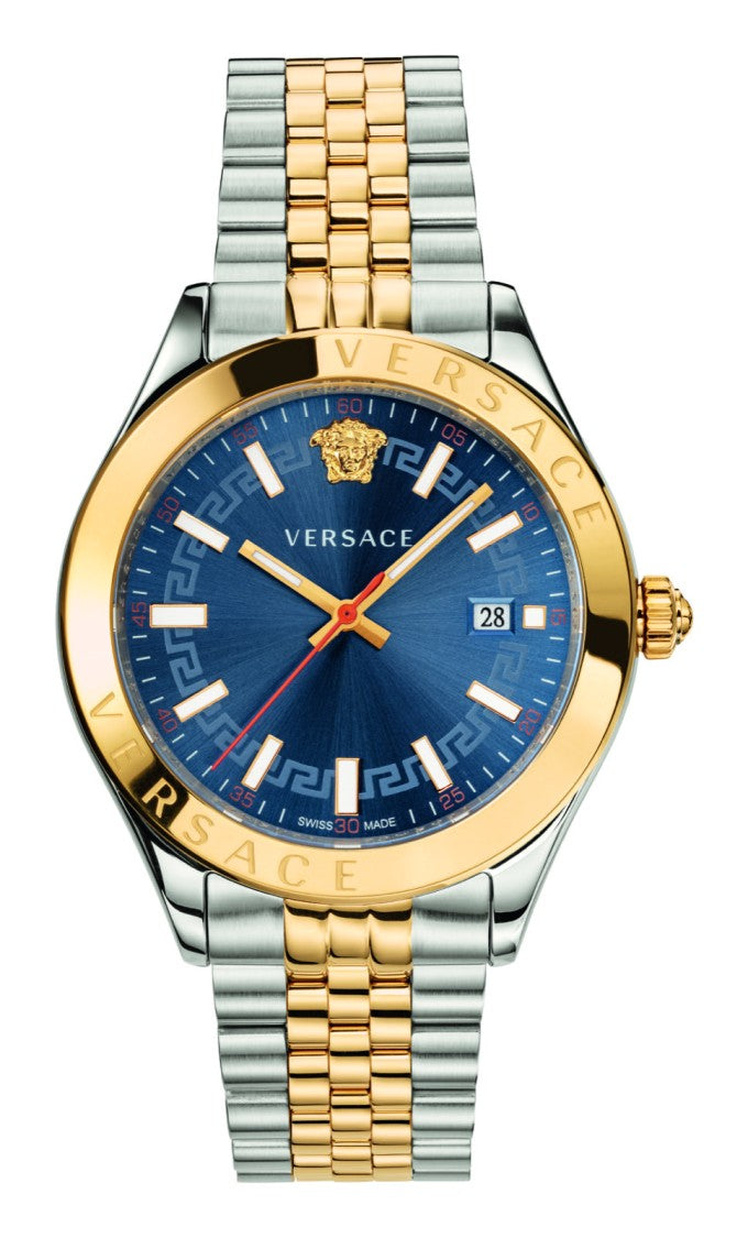 Versace Two-Tone Stainless Steel Versace Hellenyium Watch With Blue Dial