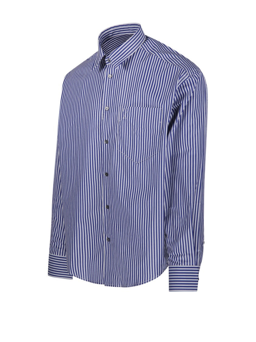 Ami Embossed Tonal Striped Shirt With Button-Down Collar
