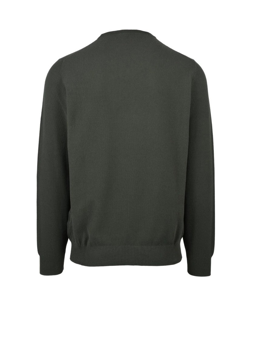 Filintrama Military Green Crewneck Cotton Sweater