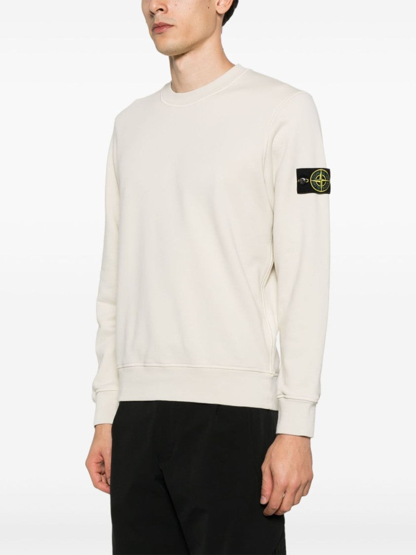 Stone Island Beige Organic Cotton Fleece Sweatshirt