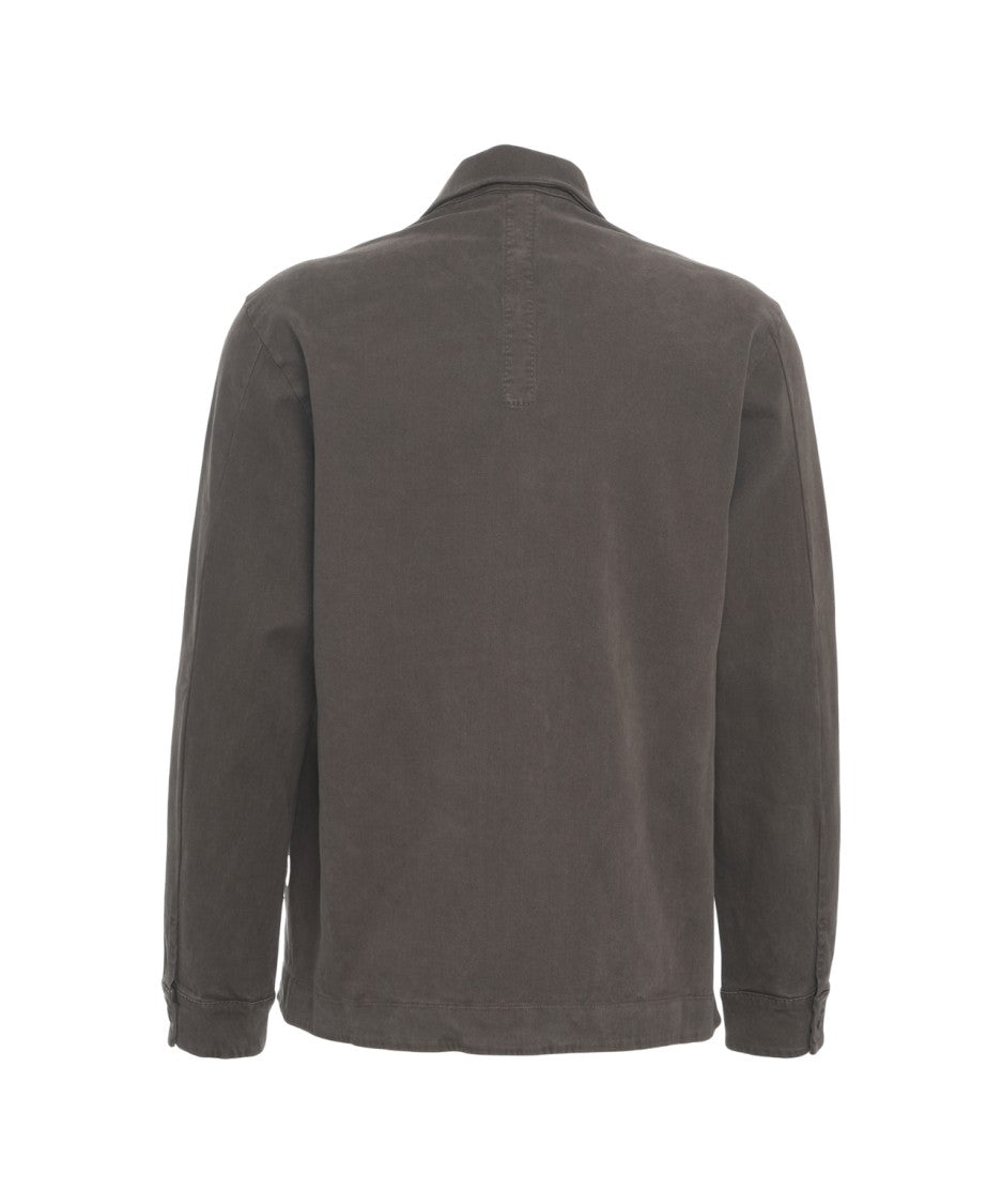 Transit Brown Overshirt With Large Chest Pockets And Classic Collar