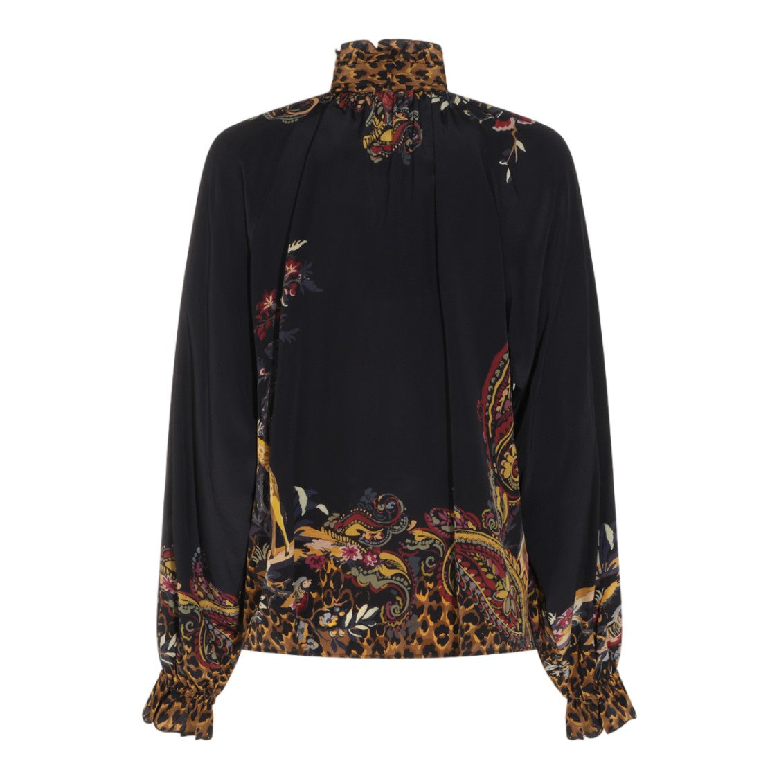 Etro High Neck Blouse With Bow Tie And Ruffled Cuffs