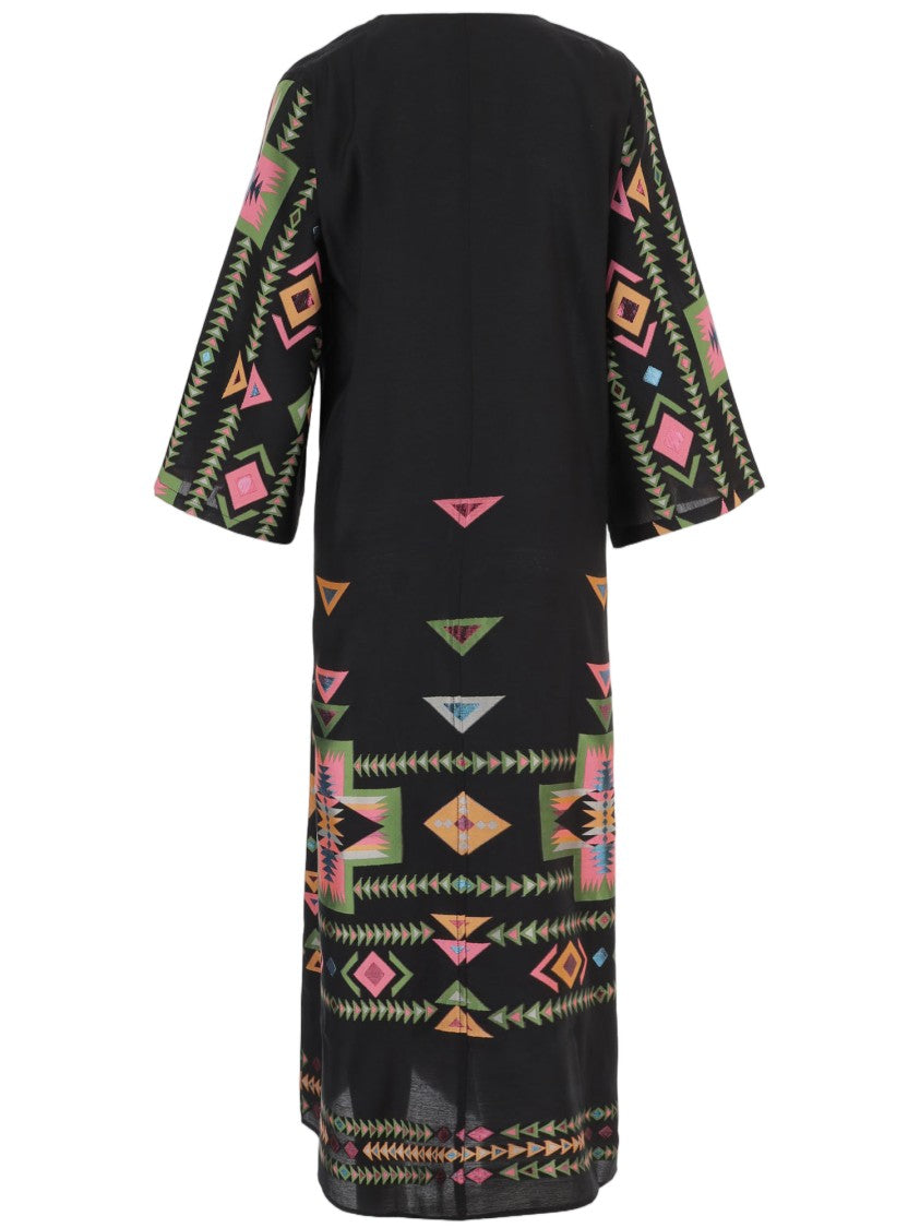 Nema Long Patterned Fabric Dress