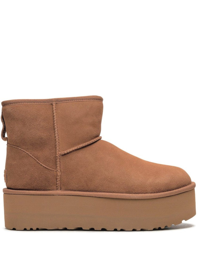 Ugg Chestnut Brown Suede Ankle Boots With Platform Sole