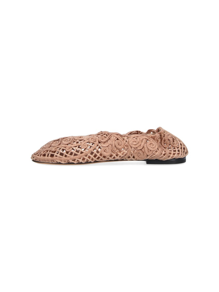 Odissi Neutral Pointed Toe Woven Lattice Flats