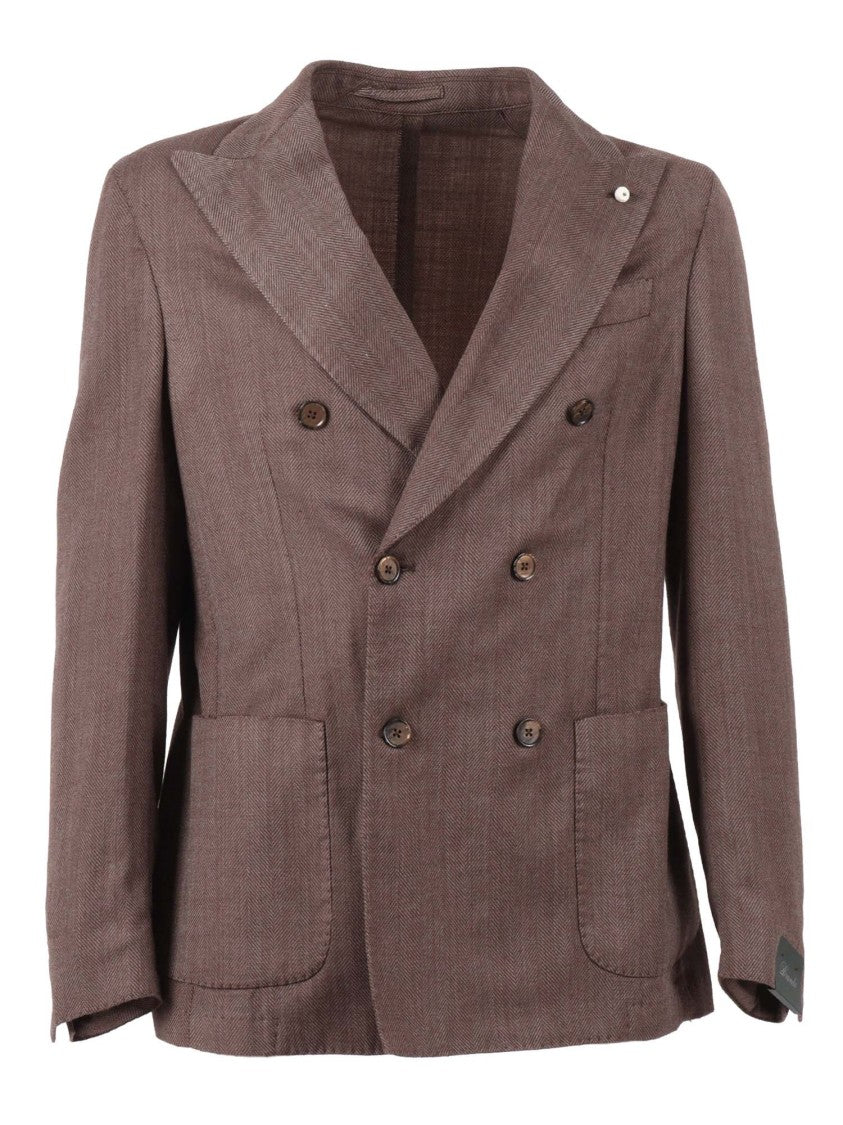 Brando-Lubiam Double Breasted Drop S Herringbone Blazer
