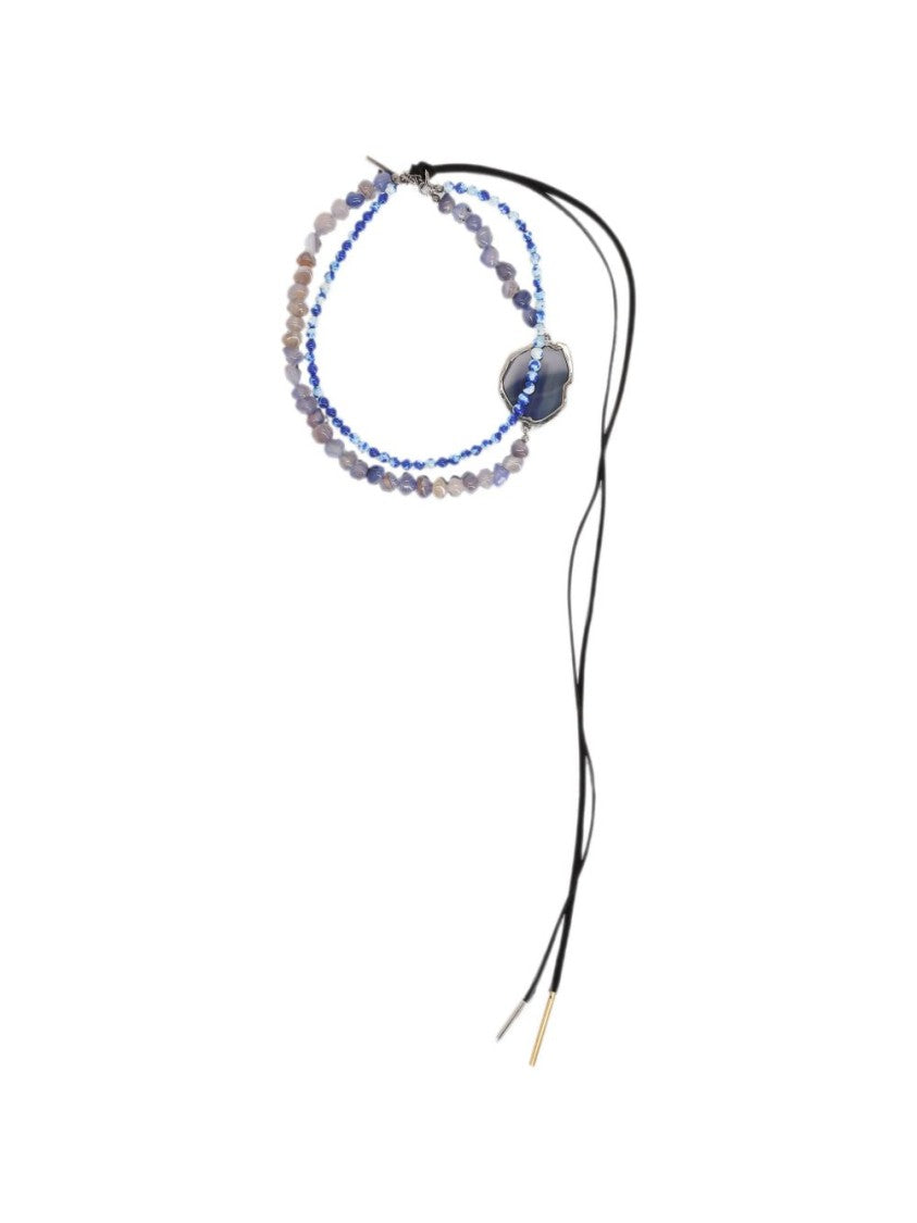 Dries Van Noten Multi-Strand Necklace With Irregular Blue Stone And Bead Accents