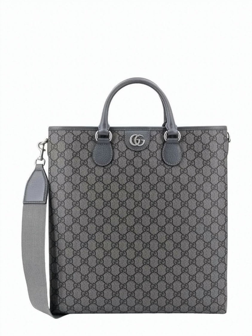 Gucci Structured Canvas Tote Bag With Interlocking Pattern