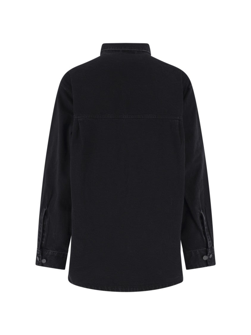 Entire Studios Black Long-Sleeve Concealed Button Shirt