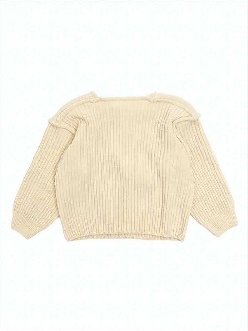 Baserange Ribbed Crop Sweater With Off-Shoulder Neckline
