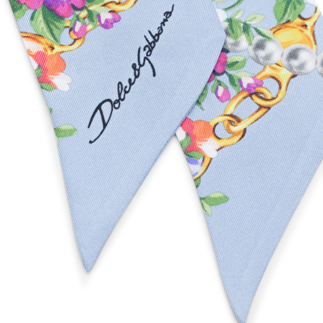 Dolce & Gabbana Light Blue Silk Floral Print Scarf