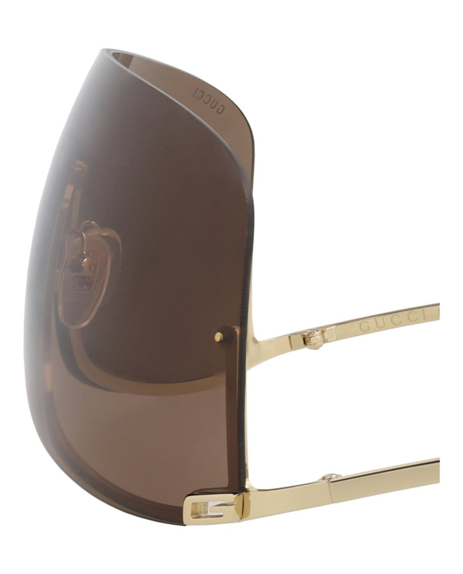 Gucci Shield-Frame Metal Sunglasses